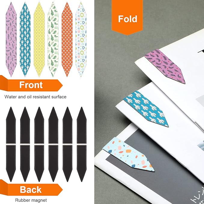 108 Pieces Magnetic Bookmarks Colorful Arrow Shaped Classic Magnetic Page Markers Page Clips Bookmark Set for Students Teachers School Home Office Reading Supplies, 18 Styles
