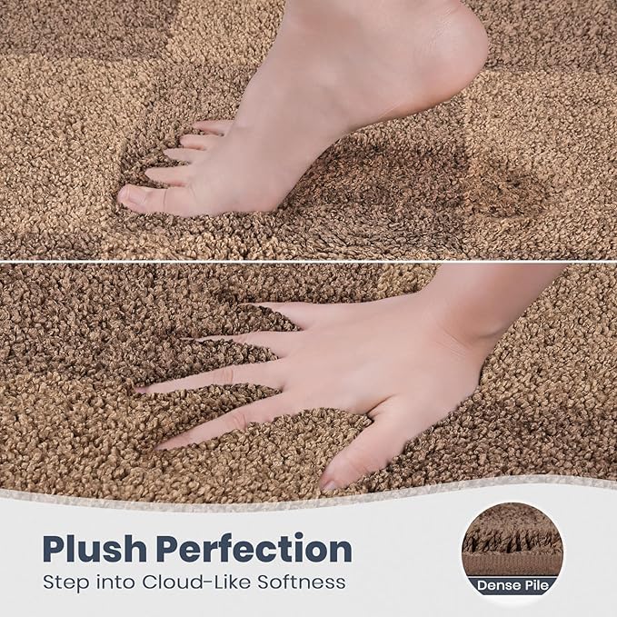 PURRUGS Bathroom Rug Non-Slip Machine Washable 30" x 46", Super Absorbent and Quick-Dry Bath Mat, Extra Soft and Plush Bath Rug for Shower, Bathtub and Sink, Grayish Brown & Coffee