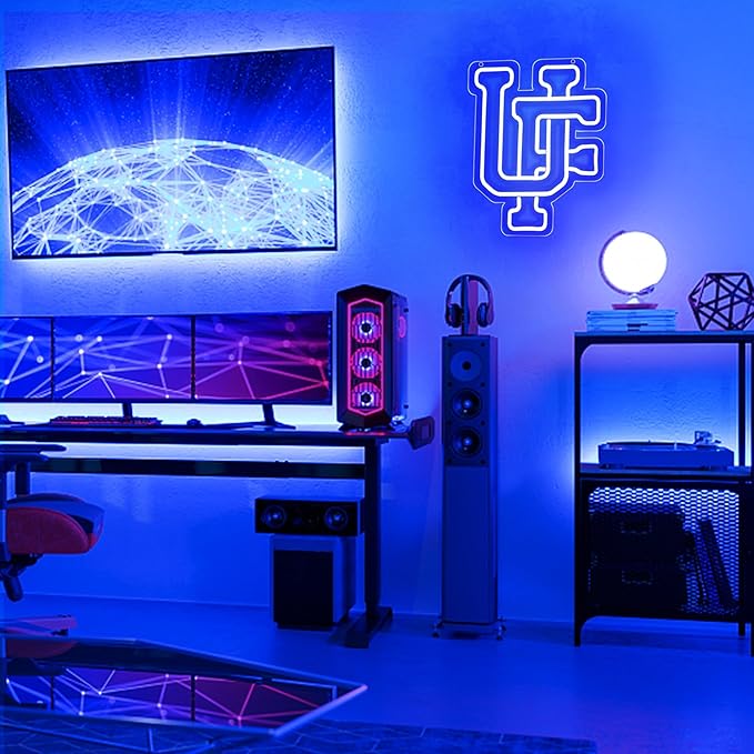 UF Neon Sign for Wall Decor,College UF Neon Led Sign for Bedroom,American Football Team Logo Neon Sign for Room Decor,University Name Neon Signs for Man Cave,Dorm Decoration for College Students,Sport