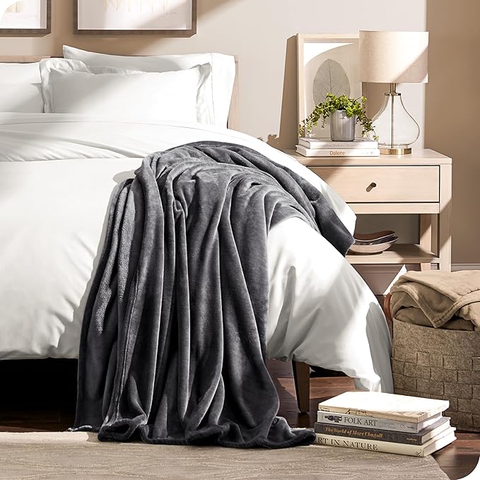 Bare Home Fleece Blanket - King Size - Ultra-Soft Lightweight for Bed, Sofa, and Couch - Luxury Microplush - Cozy Warm Blanket (King, Forged Iron Grey)
