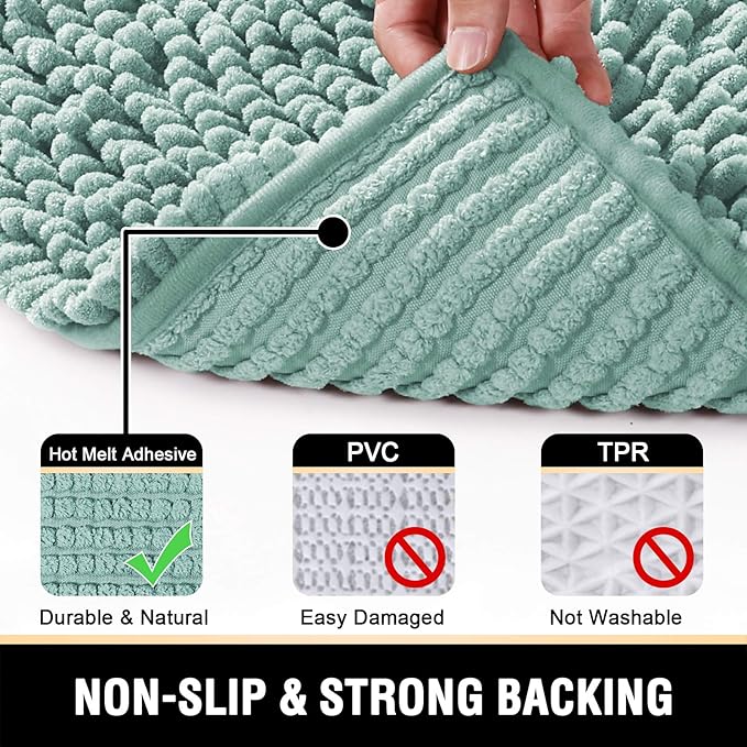 H.VERSAILTEX Bathroom Rugs Bath Mats Non Slip Luxury Chenille Bathroom Rug Mat 24x36 Extra Soft and Absorbent Shaggy Rugs Washable Dry Fast Plush Area Carpet Mats, Tub - Aqua