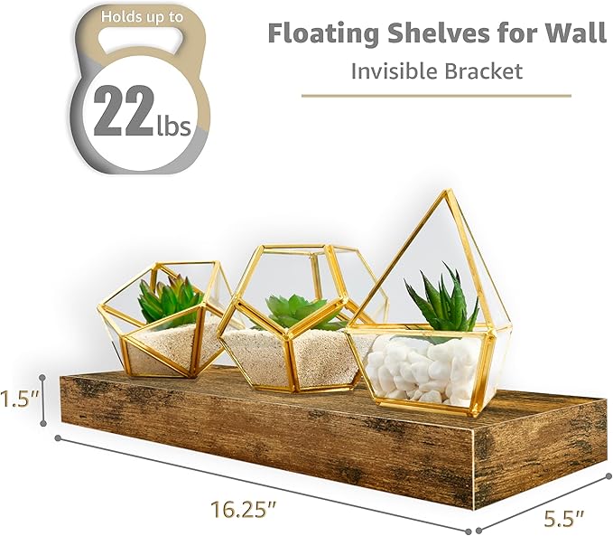 Sorbus Floating Shelves for Wall, Bathroom Shelves Wall Mounted for Kitchen, Bedroom, Bathroom Storage Over Toilet, Hanging Book Shelf for Wall Home Decor Living Room (Black, 3 Pack)