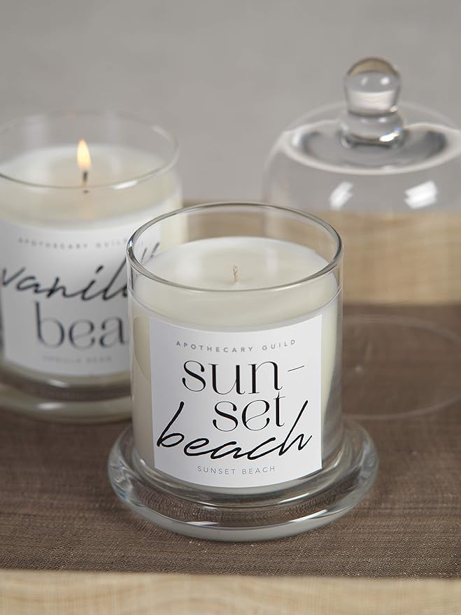 Apothecary Guild Scented Candle Jar w/ Glass Dome Sunset Beach