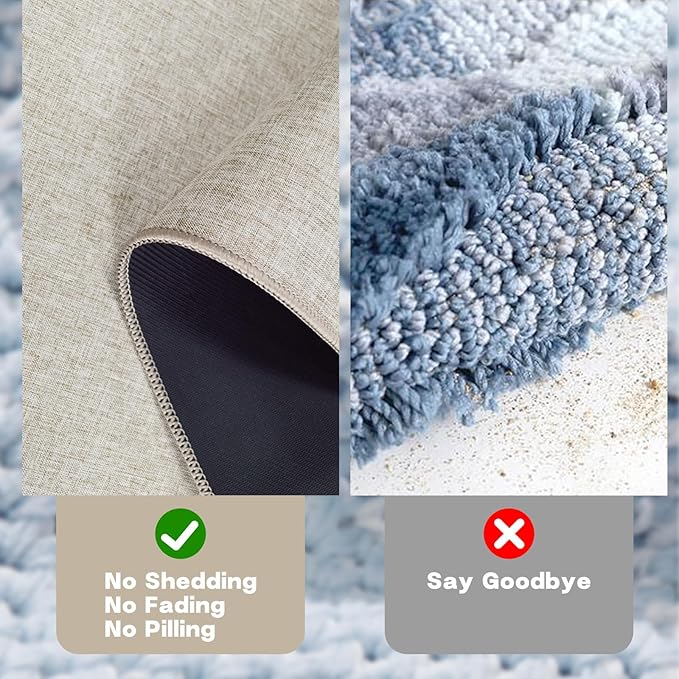 Yancorp 17"x48" Ultra Thin Long Bathroom Rugs,Low Profile Long Bath Mat Non Slip Fit Under Door Absorbent Washable Indoor Door Mat Shower Sink
