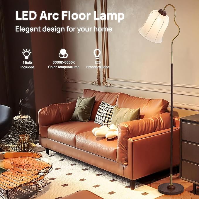 68" Floor Lamp for Living Room Gold with Foot Switch, 3 Color Modern Corner Standing Lamp, Bright Tall Dimmable Lamp for Kids Reading Bedroom Office Home Decor (Flower-Shaped lamp)