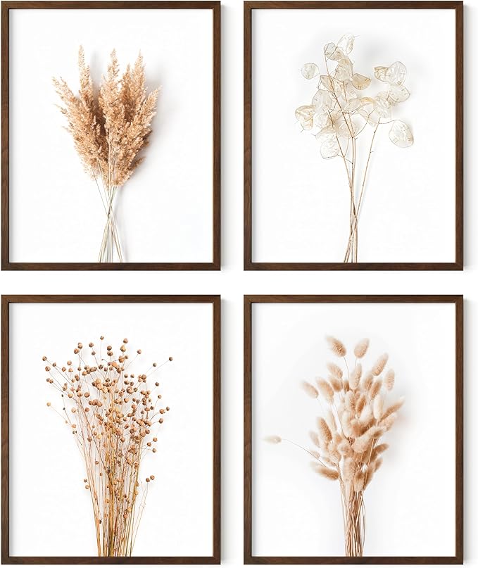 HAUS AND HUES Brown Plant Set of 4-16x20 Framed Walnut