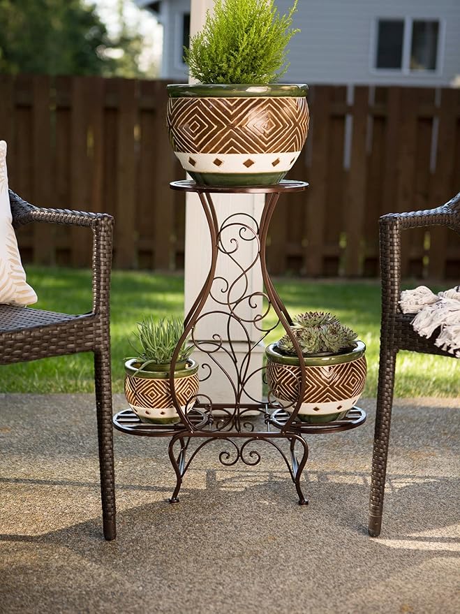 Gifts & Decor Ceramic Jade Garden Planters Flower Plant Pot Set, 3-Piece