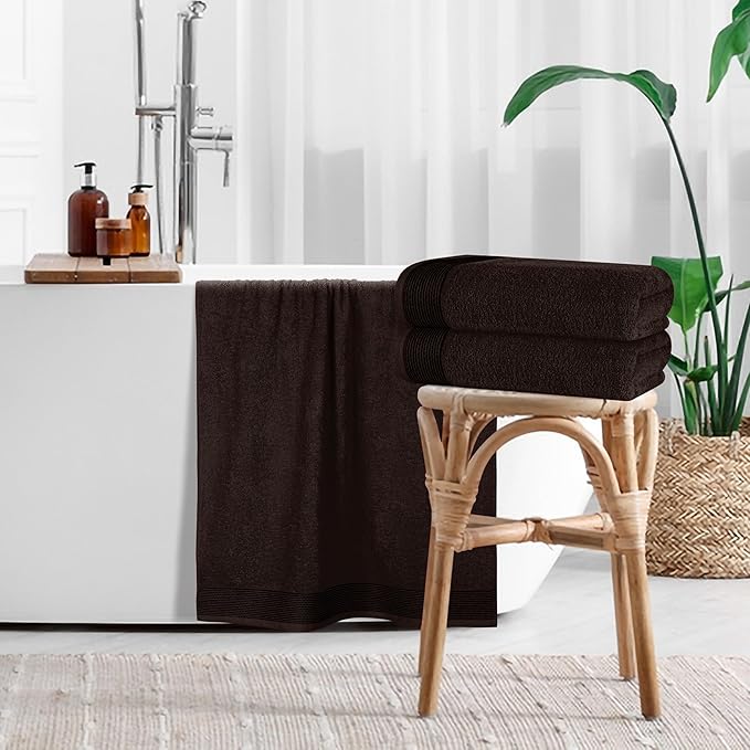 Belizzi Home Ultra Soft 4 Pack Oversized Bath Towel Set 27x54 inches, 100% Cotton Bath Towels, Highly Absorbant Compact Quickdry & Lightweight Towel, Ideal for Gym Travel Camp Pool - Chocolate Brown