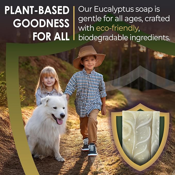 Eucalyptus Bar Soap for Men and Women, Made with Organic Ingredients, Handmade in the USA, Moisturizing and Therapeutic for Face/Body, Soap Bar for Sensitive Skin
