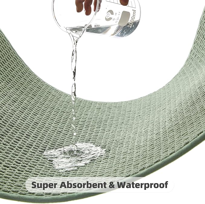 Bathroom Rugs Non Slip Washable, Super Absorbent Thin Bath Mat Quick Dry Low Pile Bathroom Rug, Sage Green 24"x47"