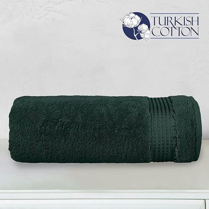 Elegant Comfort Premium Turkish Cotton 1 Piece Jumbo Bath Towel - 35 x 70 inch, Luxurious Hotel Spa Quality 100% Turkish Cotton Large Bath Towel - Highly Absorbent - Soft Bathroom Towel, Hunter Green