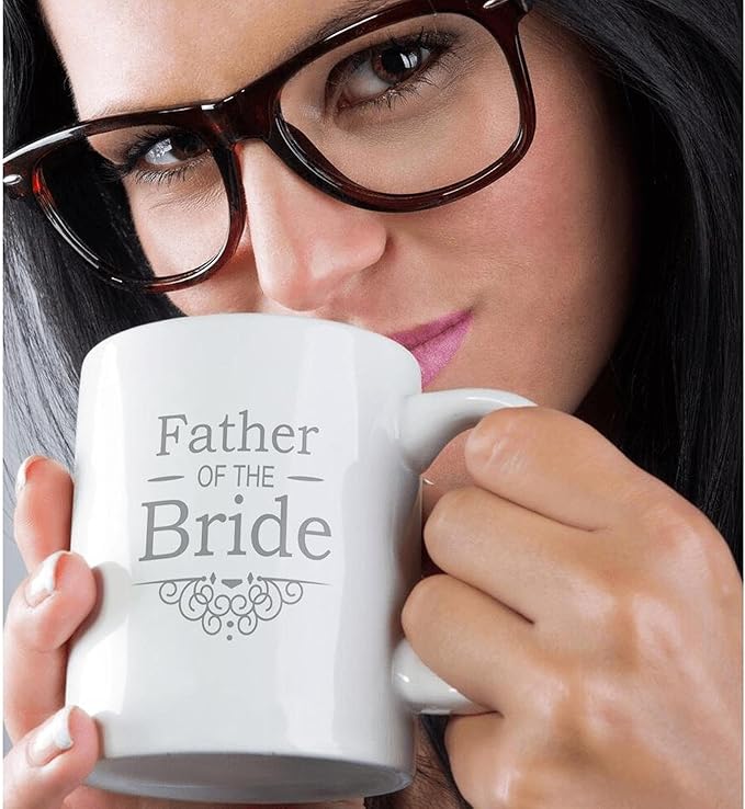 3dRose mug_151575_2 Father of The Bride in Silver-Wedding-Part of Matching Marriage Party Set-Grey Gray Swirls Ceramic Mug, 15-Ounce
