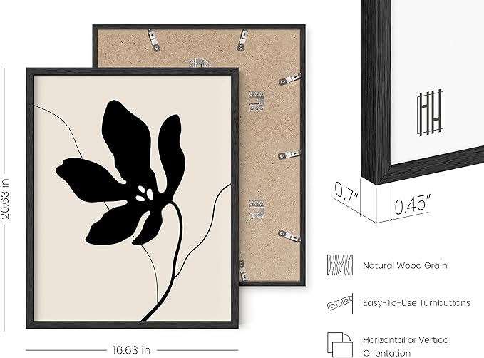 HAUS AND HUES Abstract Art Wall Decor - Set of 6 Modern Art Gallery Display, Abstract Minimalist Wall Art, Mid Century Modern Artwork, Modern Art Wall Decor Neutral Art (Black Frame, 16x20)