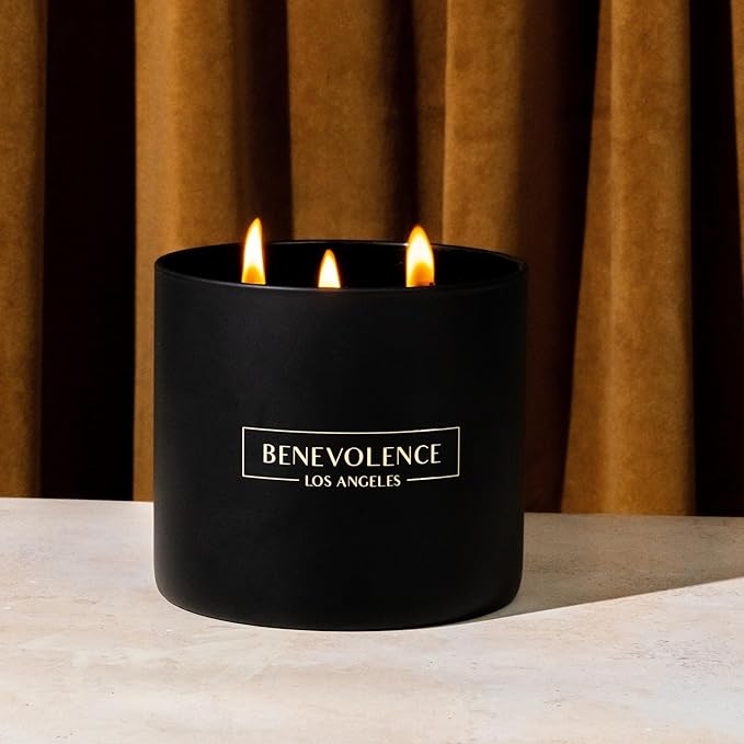 Benevolence LA 3 Wick Candle, Santal Large Scented Candle | Soy Candles | Gifts for Women and Men | Home Fragrance | Aromatherapy | Bathroom Freshener 14.5 Oz, 45 Hour Burn