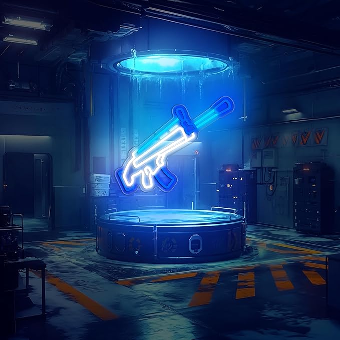 Gun Neon Sign, Game Neon Signs for Wall Decor, Dimmable Acrylic Neon Lights for Gamer Room Man Cave Bedroom Bar Pub Playroom Commercial Streets Party Decorations