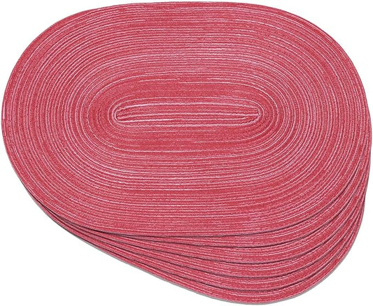 Noctiflorous Oval Braided Placemats Set of 6 Woven 12x18 Inch Non Slip Washable Heat Resistant Place Mats Tablemats for Dining Kitchen Party Daily Table Decor Dinner Mats (Raspberry Pink, 6)