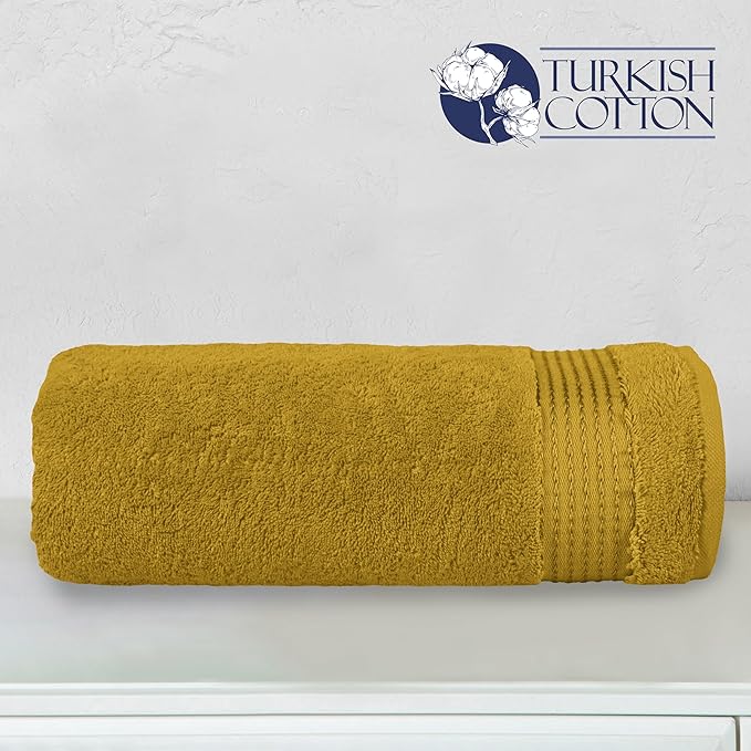 Elegant Comfort Premium Turkish Cotton 1 Piece Jumbo Bath Towel - 35 x 70 inch, Luxurious Hotel Spa Quality 100% Turkish Cotton Large Bath Towel - Highly Absorbent - Soft Bathroom Towel, Gold