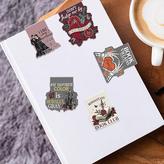 Dark Romance Magnetic Bookmarks: 8 Pcs Gothic Skeleton Magnet Book Marks, Dark Romance Merch, Romantasy Page Markers Clips, Bookish Gifts Reading Women Book Lovers