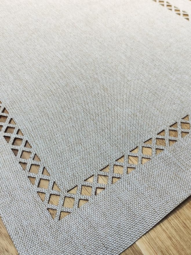 Placemats Set of 4, Set of 6 for Dining Table, Placemats with Hollow Edge Table Cloth Set, Table Mats for Dining Table 12"x18" Off-White