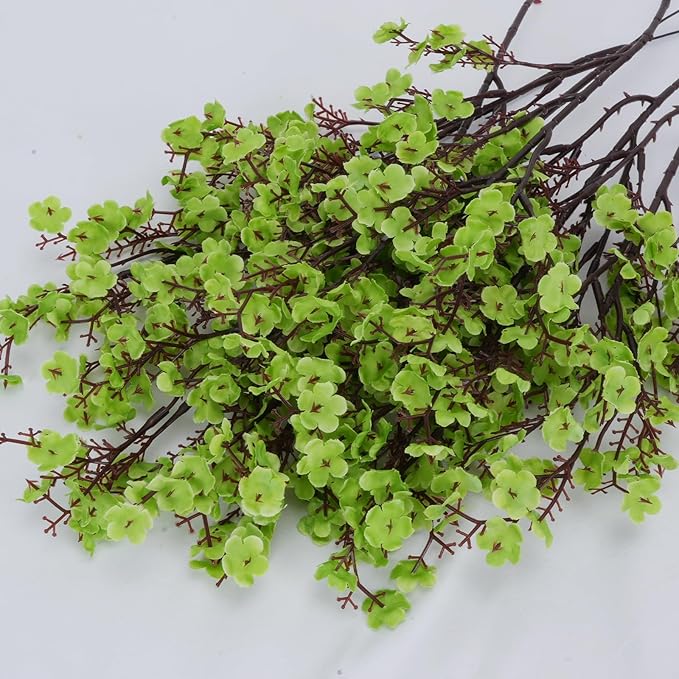 AILANDA Babys Breath Artificial Green Flowers Faux Gypsophila Bouquet St Patrick's Day Decorations Fake Silk Flowers for Home Wedding Party Kitchen Spring Floral Arrangement Table Centerpieces (6Pcs)