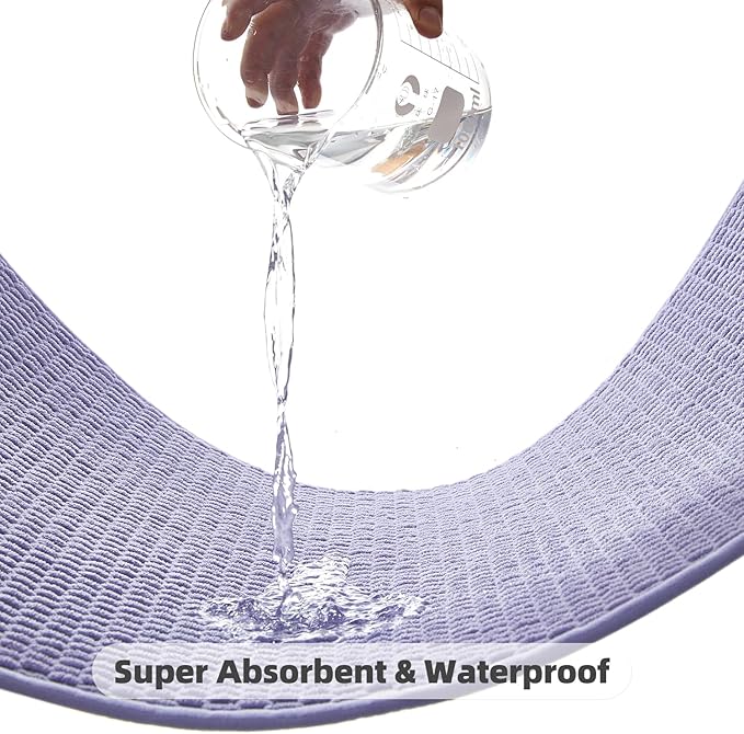 Bathroom Rugs Non Slip Washable, Super Absorbent Thin Bath Mat Quick Dry Low Pile Bathroom Rug, Lavender 24"x36"