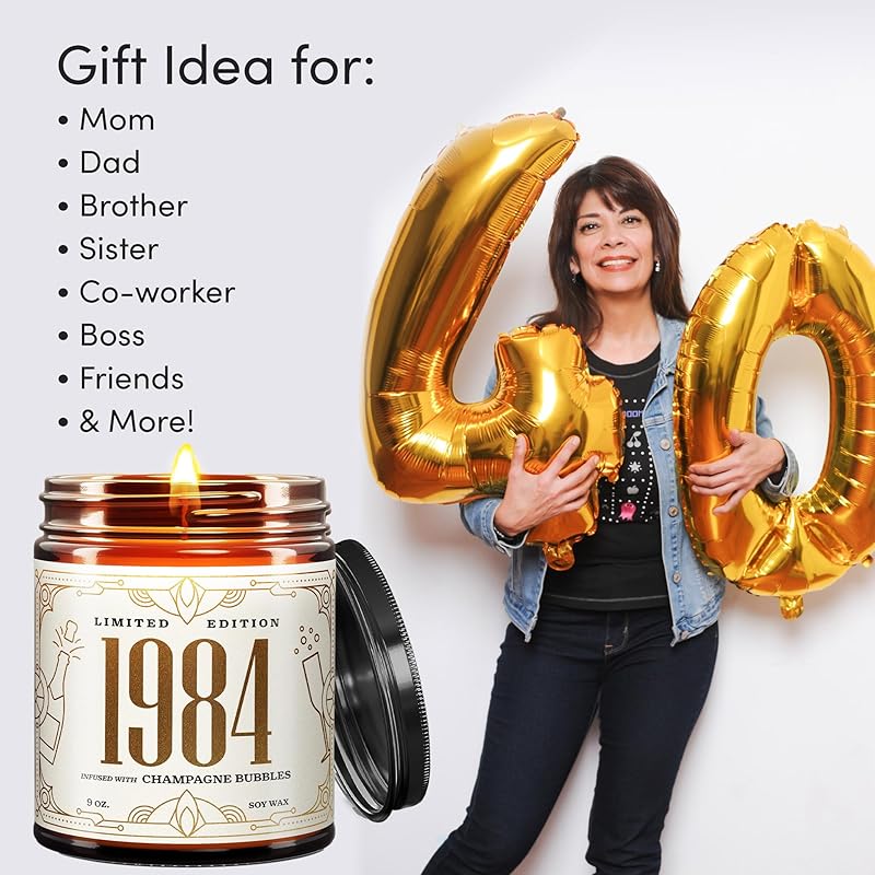 Wax & Wit 40th Birthday Gifts for Women, Birthday Candles - Scented with Champagne Bubbles - 40 Year Old Gift Ideas – 9oz, Soy Wax, 50 Hour Burn, Premium Candle