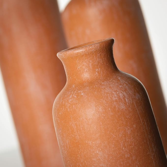 Sullivans Terracota Matte Ceramic Vase Set, Vases for Modern Home Decor, Kitchen, Bedroom, Office, Living Room, Bathroom, Shelf Centerpiece Table Decorations