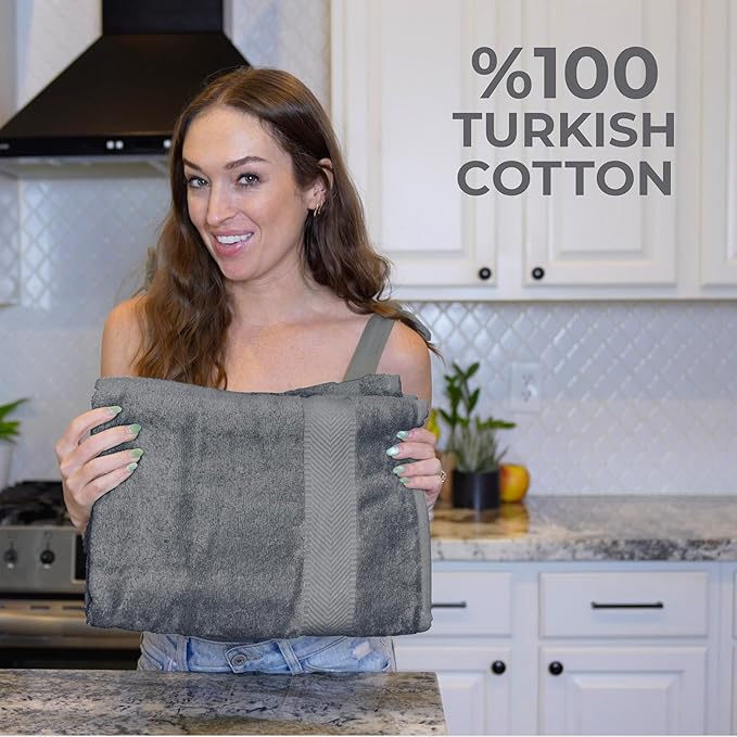 TEXTILOM Bath Towel Set – Hotel and Spa Quality & Soft & Absorbent & Quick Dry Bath Towels for Bathroom – 100% Turkish Cotton Bathroom Towels Set of 4 (27 x 54 inches)- Dark Grey