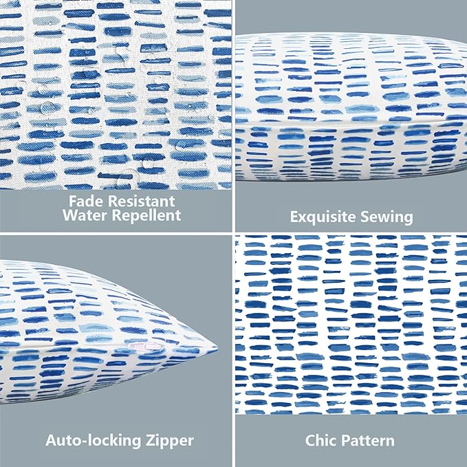 LVTXIII Outdoor Lumbar Pillow Covers ONLY, Patio Decorative, Fluffy Fade-Resistant Cushion Cases for Home Balcony and Garden, 12x20 Inch, Pack of 2, Pebble Blue