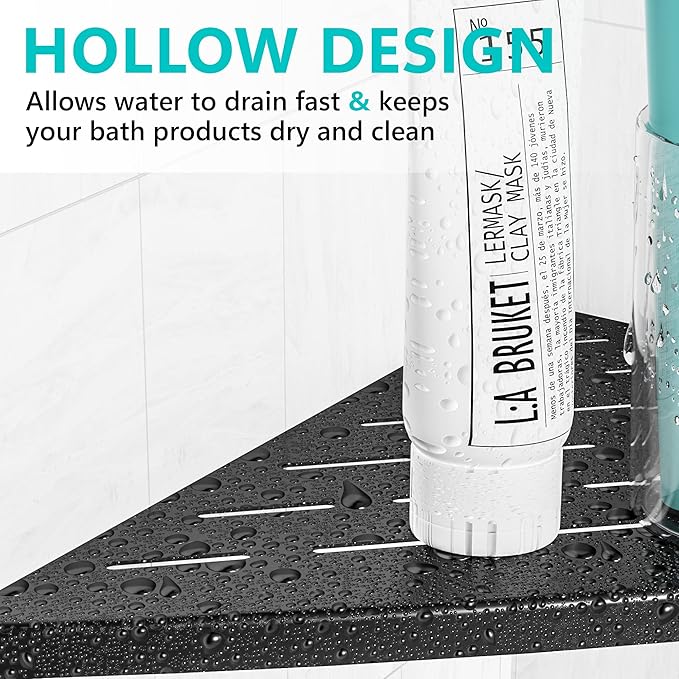 Corner Shower Shelf Matte Black, 304 Stainless Steel 11.5” Recessed Corner Shelf Bathroom for Tiled Wall, Floating Shower Shelves Shampoo Holder, No Drilling, 2 Pack