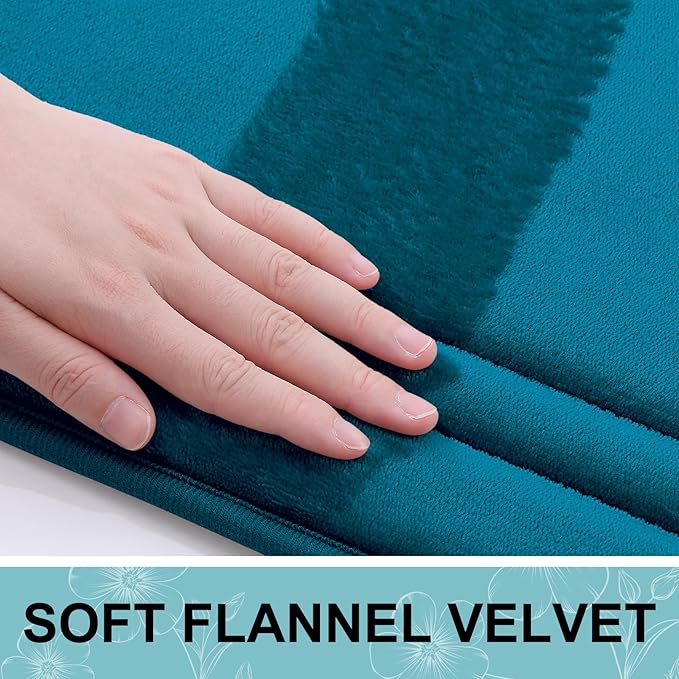 Grandaily Memory Foam Bath Mat Rug 36x24, Ultra Soft, Non-Slip and Absorbent Bathroom Rugs, Machine Wash Dry, Comfortable Bath Carpet for Bathroom Floor, Tub and Shower, Peacock Blue