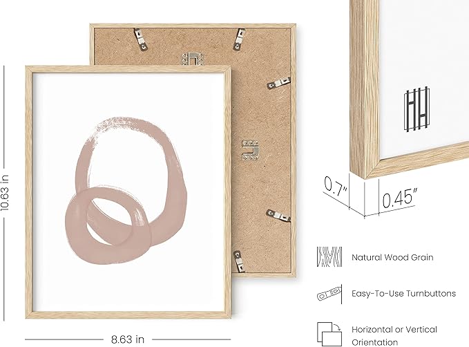 HAUS AND HUES Framed Beige Boho Art Wall Decor - Set of 6 Neutral Mid Century Modern Wall Art, Minimalist Wall Art, Neutral Wall Decor, Beige Boho Posters for Room Aesthetic (Framed Beige 8x10)