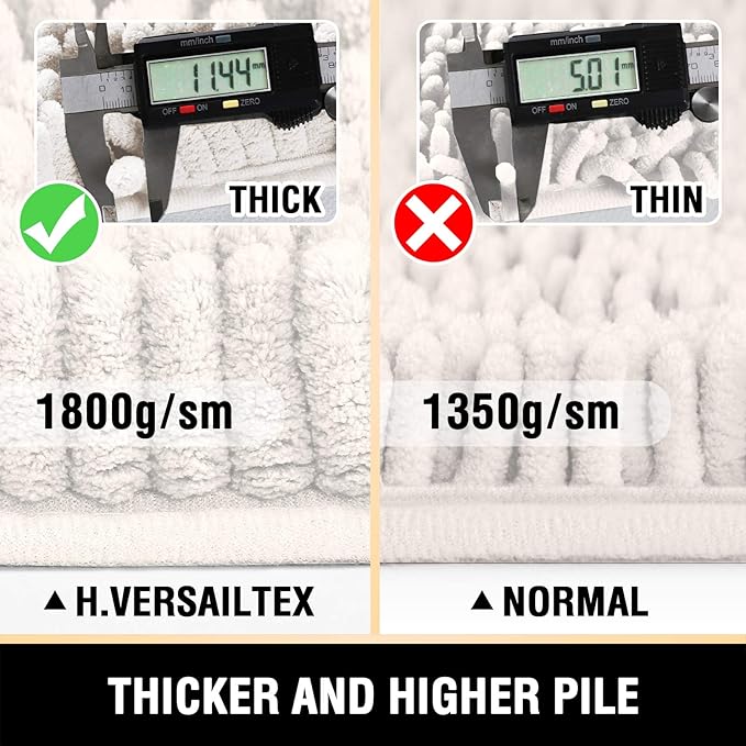 H.VERSAILTEX Toilet Mat U Shaped Bathroom Rugs Bath Mats for Bathroom Non Slip Luxury Chenille Bath Mat U Shape 20x24 Extra Soft and Absorbent Shaggy Rugs Washable Dry Fast - Ivory