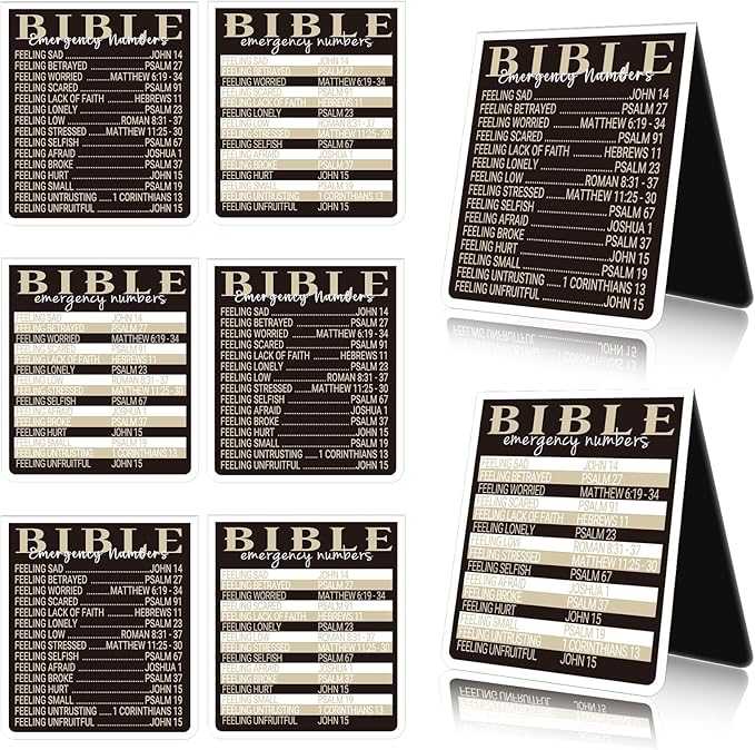 Bible Emergency Numbers Magnetic Bookmark - Wxiben 8Pcs Christian Book Mark Magnet Bible Verse Magnetic Bookmarks Religious Catholic Page Marker Clip for Sunday School Confirmation Gifts for Teen