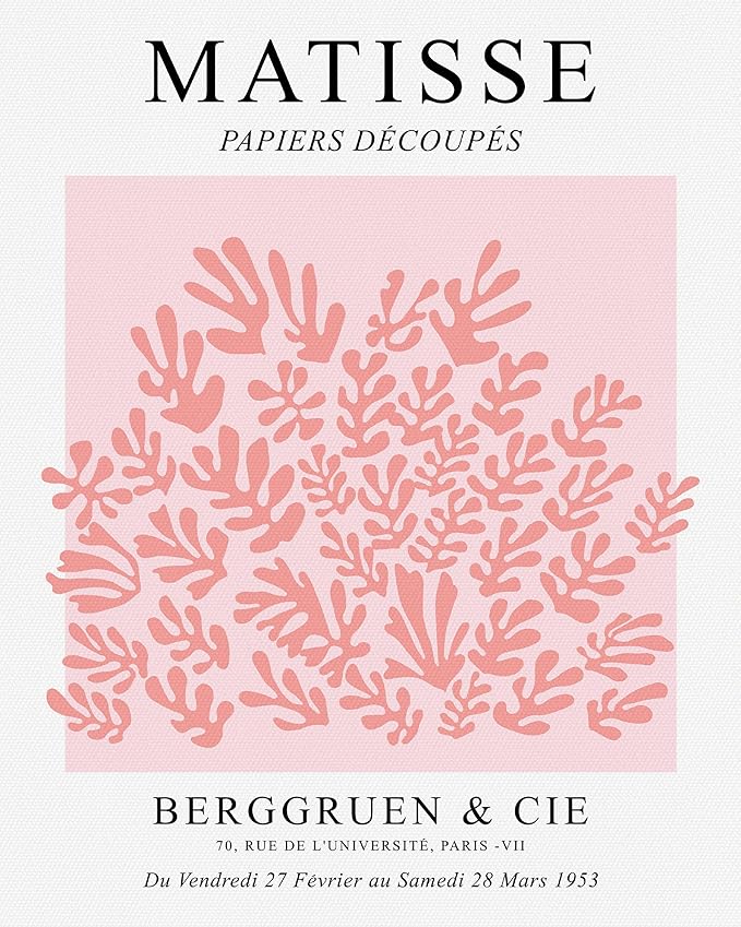HesenDot Matisse Art wall Décor Set of 3,Unframed Blush & Salmon Pink wall art,Truly Quality Canvas Prints for 11x14in,Art poster decoration for kitchen, bathroom,living room,bedroom