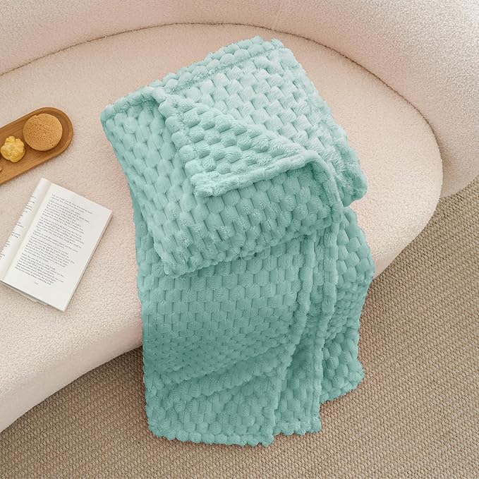 BEDELITE Jacquard Blanket - 3D Fleece Decorative Haze Blue Throw Blanket, Super Soft and Cozy Warm Fuzzy Blanket All Seasons Suitable, 50x60Inches