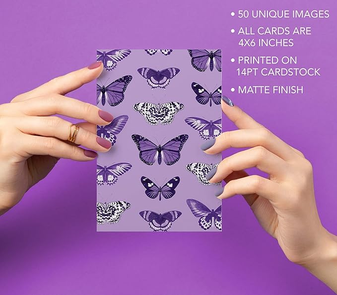 Artivo Purple Wall Collage Kit, 50 Set 4x6 Butterflies, Purple Black Pictures for Wall Decor, Posters for Room Aesthetic, Girls Room Decor, Cute Wall Decor for Teens