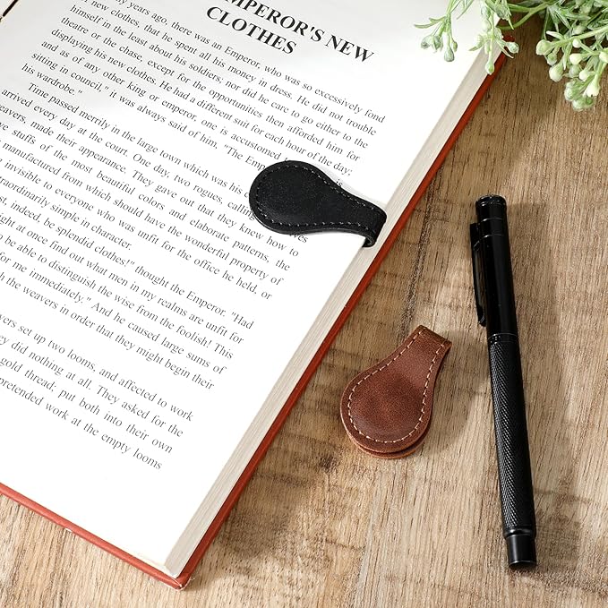 2 Pcs Leather Magnet Bookmark Vintage Book Page Holder Handmade Retro Page Marker Clip Cute Reading Accessories for Women Bookworm Book Lovers Reader Gift