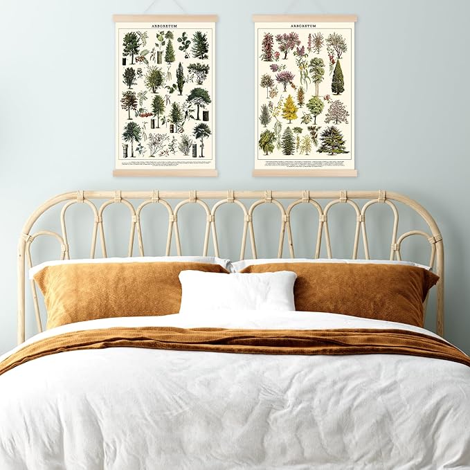 Chenkaiyang Vintage Tree Poster (2 Pcs), Green Tree Wall Art Prints, Rustic Retro Tree Chart, Living Room Decor