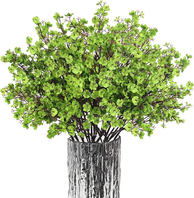 Babys Breath Artificial Flowers, 16 Bundles Green Real Touch Fake Flowers Silk Flowers Bulk for Vase Home Office Wedding Spring Indoor Outdoor Centerpiece Table Party Decorations