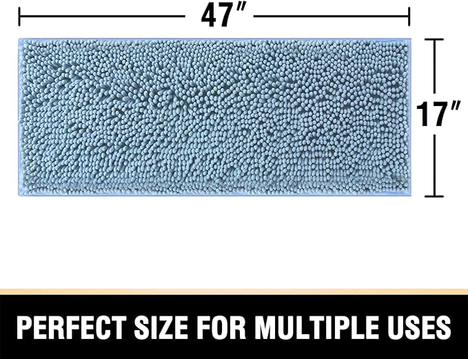 H.VERSAILTEX Bathroom Rugs Bath Mats Non Slip Luxury Chenille Bathroom Runner Rug 47x17 Extra Soft and Absorbent Shaggy Rugs Washable Dry Fast Area Carpet Mats, Tub - Cool Blue