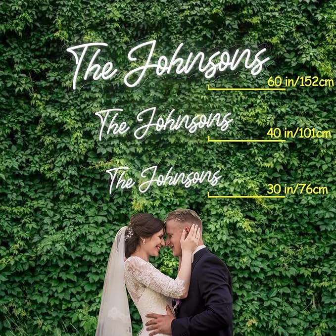 Custom Name Neon Sign Professional, Larger Customizable Wedding LED Neon Sign for Backdrop, Wedding Decor, Micro Weddings, Anniversary, Birthday Party Shop