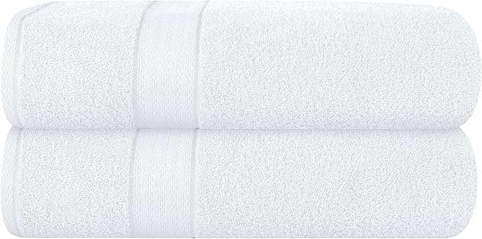 GLAMBURG 700 GSM Premium Cotton 2-Pack Oversized Extra Large Bath Sheet Set - 100% Combed Cotton - 2 Bath Sheets 35x70 - Luxury Hotel & Spa Quality - Durable Ultra Soft Highly Absorbent - White