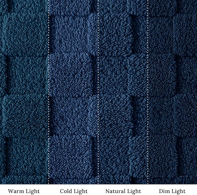 Exclusivo Mezcla Queen Size Flannel Fleece Blanket, Super Soft and Warm Lightweight Checkered Pattern Blankets for All Seasons, 90x90 Inches, Navy Blue