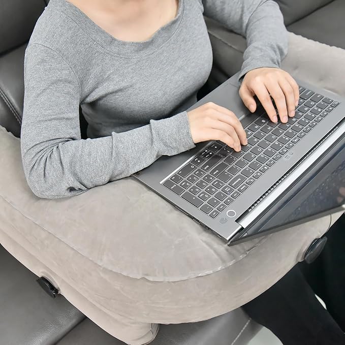 Inflatable Gaming Pillow for Lap Portable Reading Pillow Adjustable Lap Desk Pillow for Adult Student Reading Gaming Studying in Bed Couch Floor