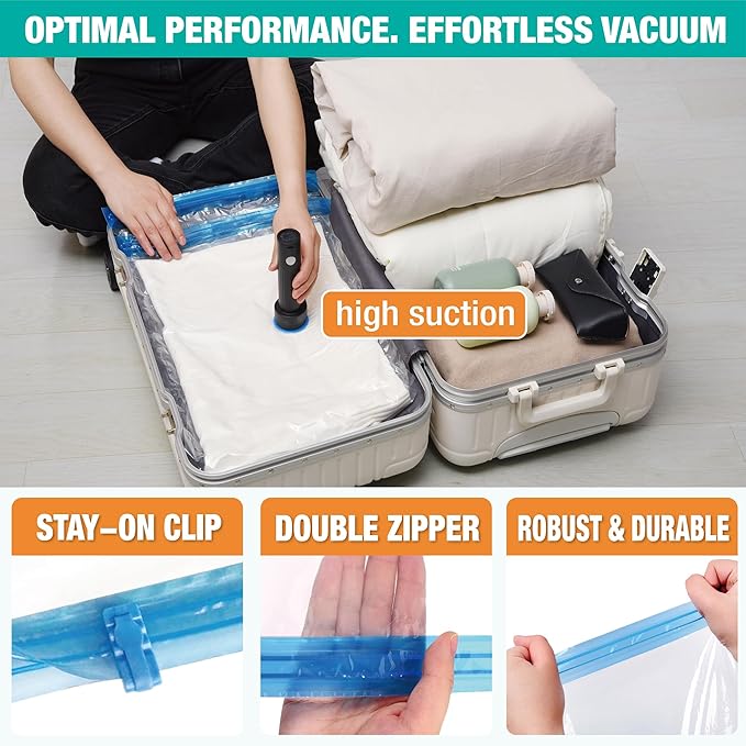 Vacuum Storage Bags with Electric Pump, 25 Combo Space Saver Bags Vacuum Seal Bags with Pump, Space Bags, Comforters, Blankets, Beddings