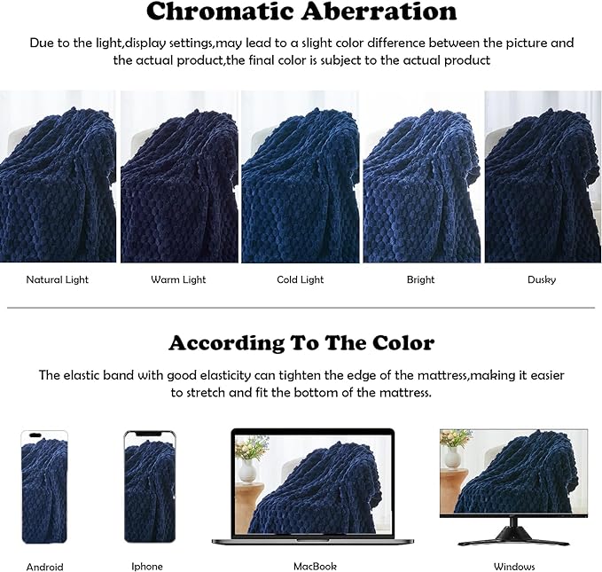 NEWCOSPLAY Super Soft Throw Blanket Dark Navy Premium Silky Flannel Fleece 3D Clouds Stylish Jacquard Lightweight Bed Blanket All Season Use 350GSM (Dark Navy, Throw(50"x60"))