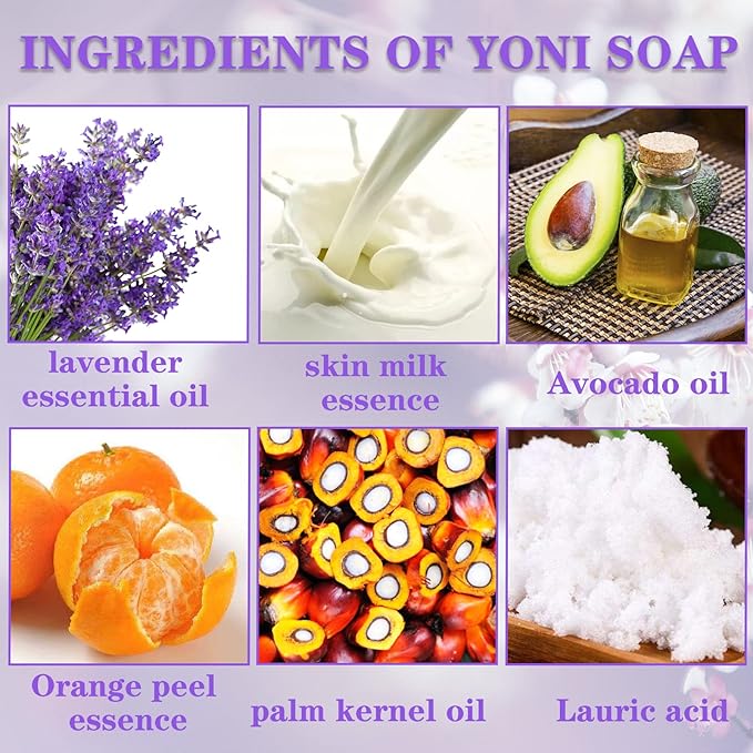 2 PCS Yoni Soap Bars for Women, 100% Handmade Natural PH Balanced & V Cleansing Bar Soap for Women, Natural Soap Bar with Bubble Foam Net, Bath Wash Odor Remover 3.53oz/100g (purple)