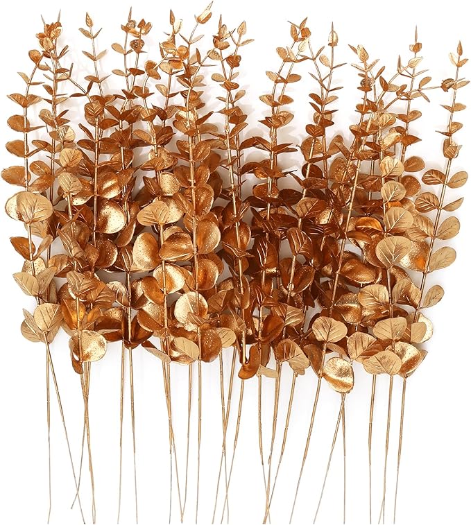 CEWOR 24pcs Eucalyptus Stems Artificial Eucalyptus Leaves Fake Greenery Branches Fake Flowers for Wedding Centerpiece Spring Easter Farmhouse Home Decoration