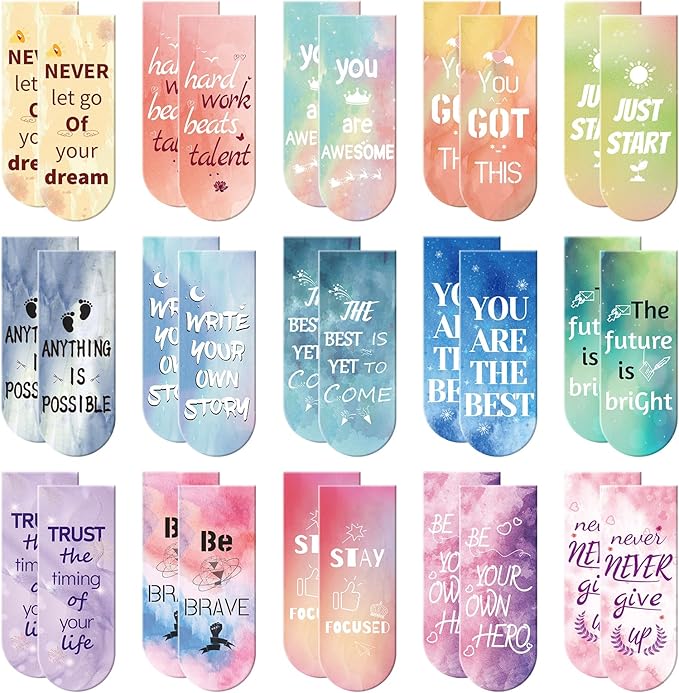 Kaluofan 30-Piece Inspirational Magnetic Bookmarks - Double-Sided, Perfect for Women, Kids, Students & Teachers